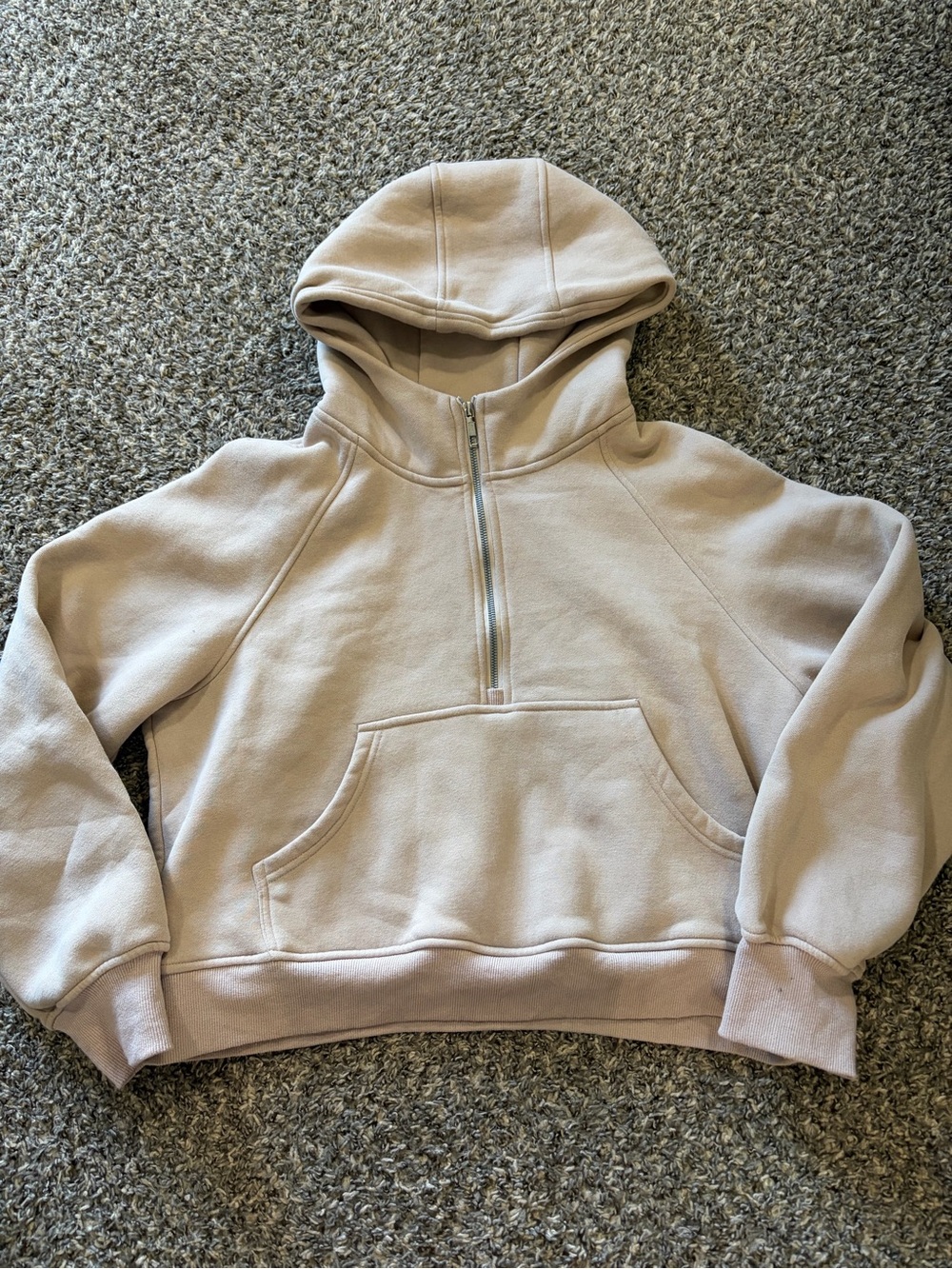 Kids Half-Zip Hooded Pullover Sweatshirt - Cream